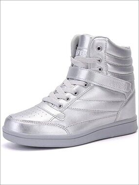High Top Sneakers with Hidden Wedge Heel Ankle Support Boots